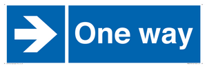 One way with right directional arrow